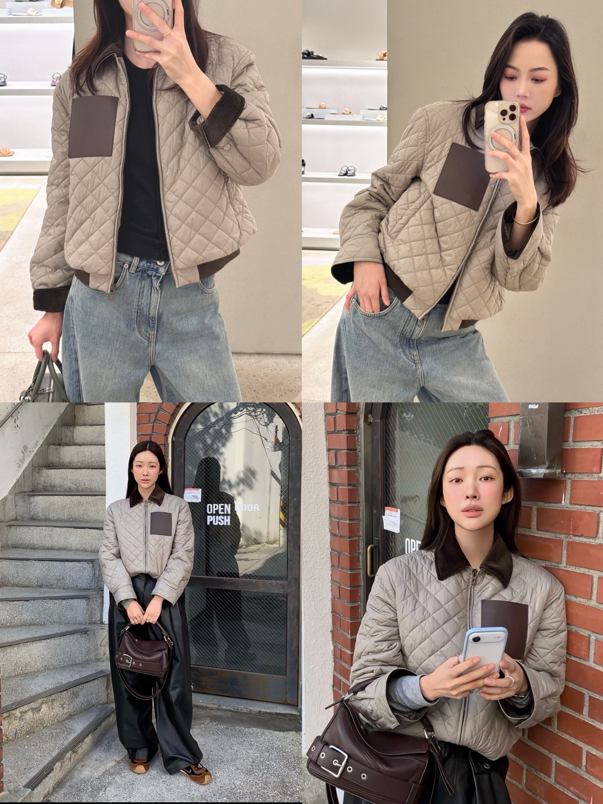 轻量简便 灯芯绒翻领皮革口袋宽松百搭薄款棉服保暖短外套22549