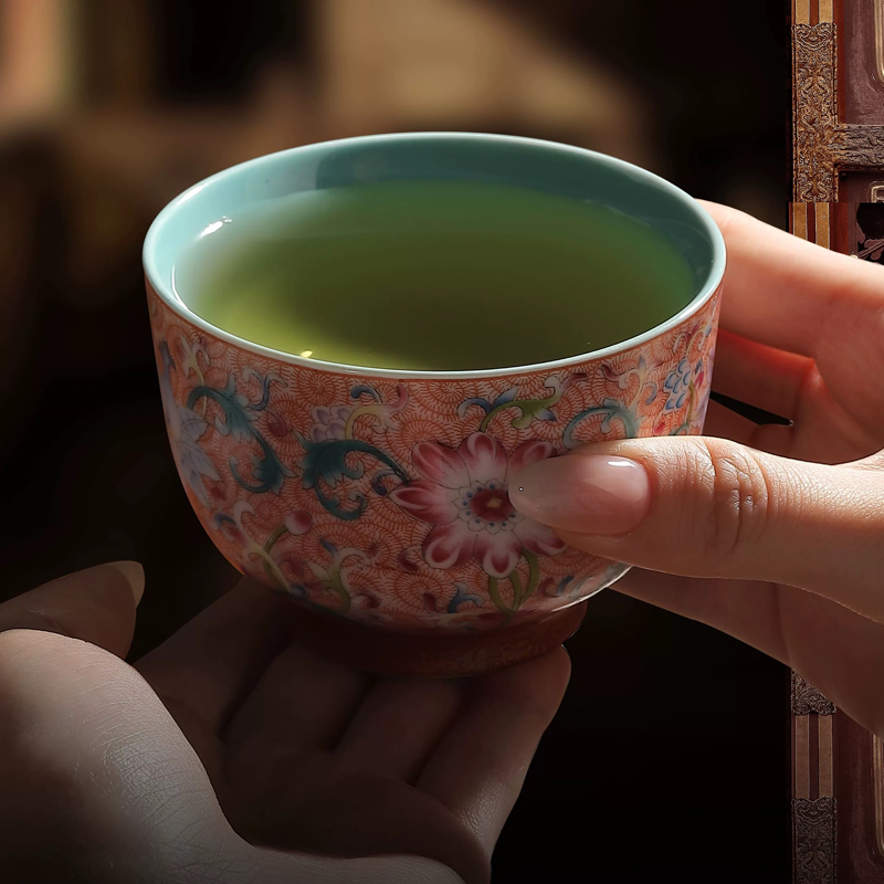 府前【小魏总专属】花开盛世珐琅彩自在杯复古家用白瓷