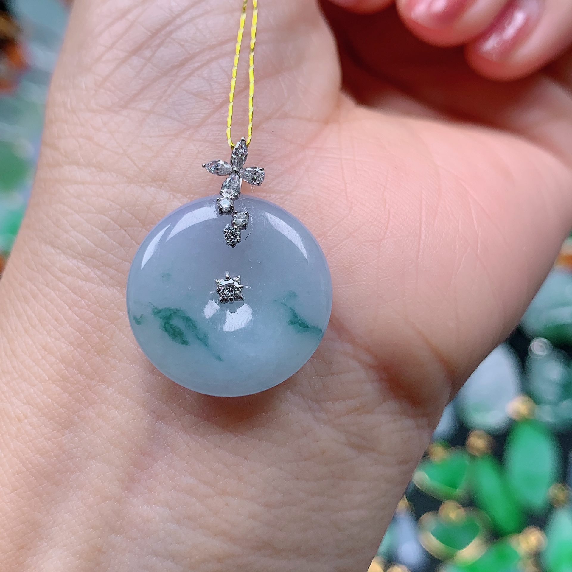 缅甸天然A货翡翠，紫飘花平安扣 编号146/1226尺20-4.3