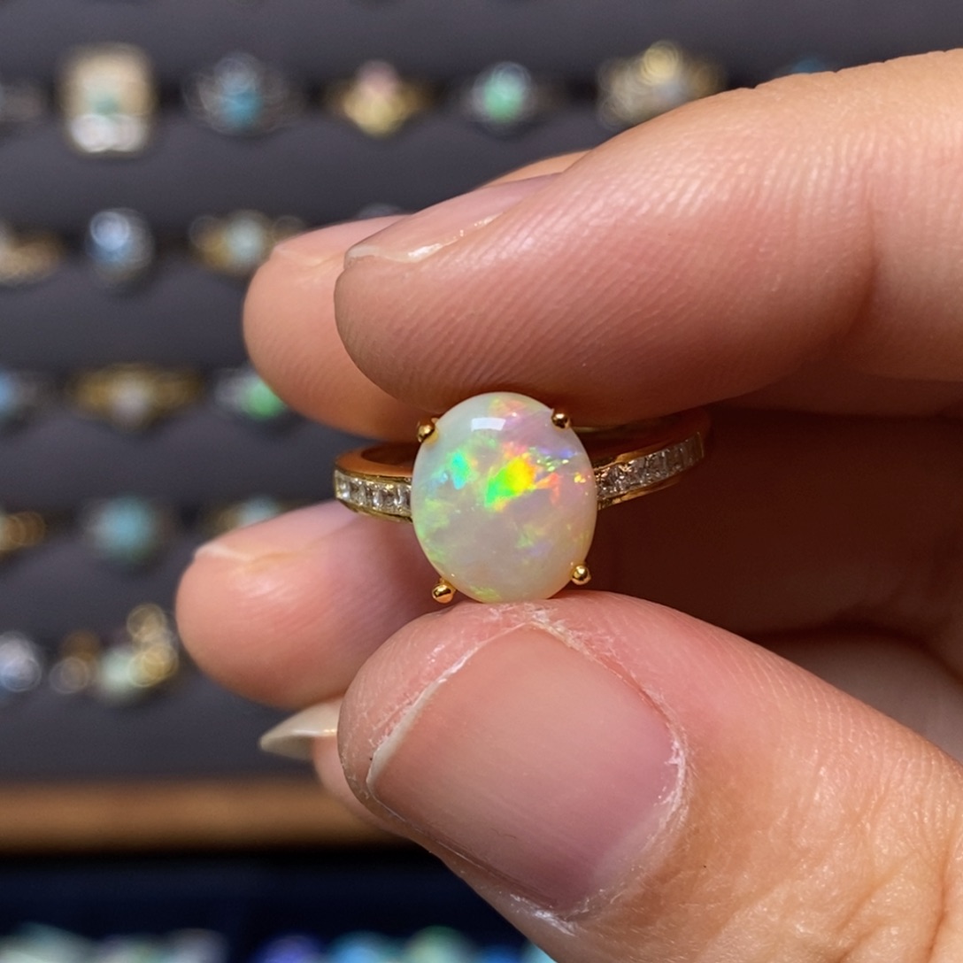 欧泊珠宝奇石银S925镶嵌两****）戒指