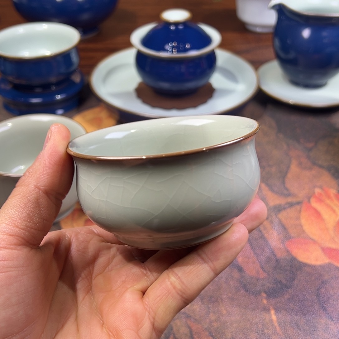 杯杯粉青炉式杯开片