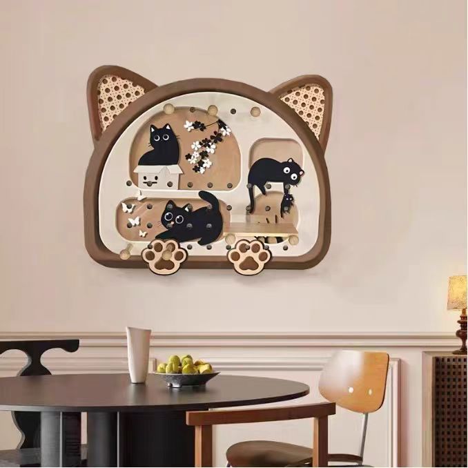 BE-003新款猫咪洞洞板墙装饰画收纳架入户玄关客厅走廊装饰画捡漏