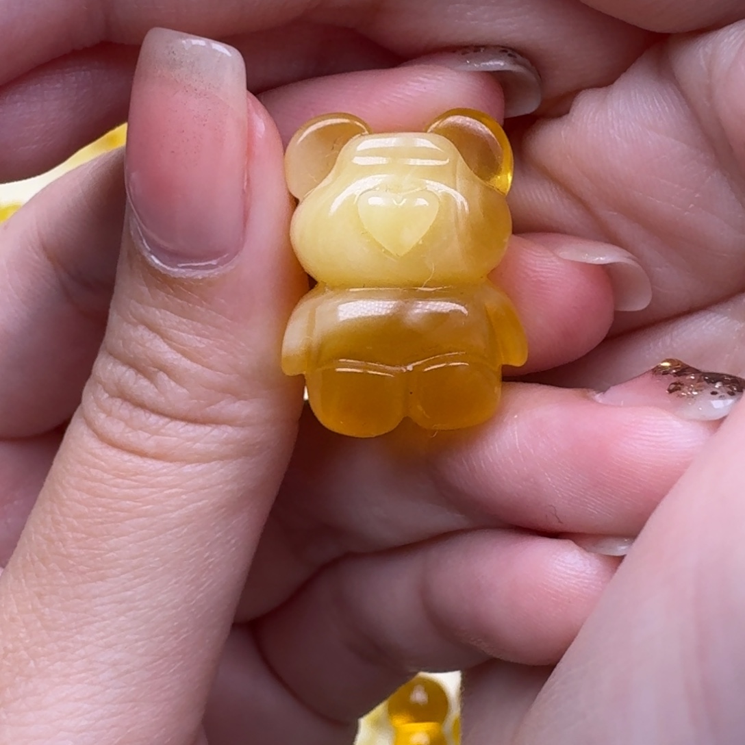 琥珀未镶嵌裸石9号清货漏俄料立体熊