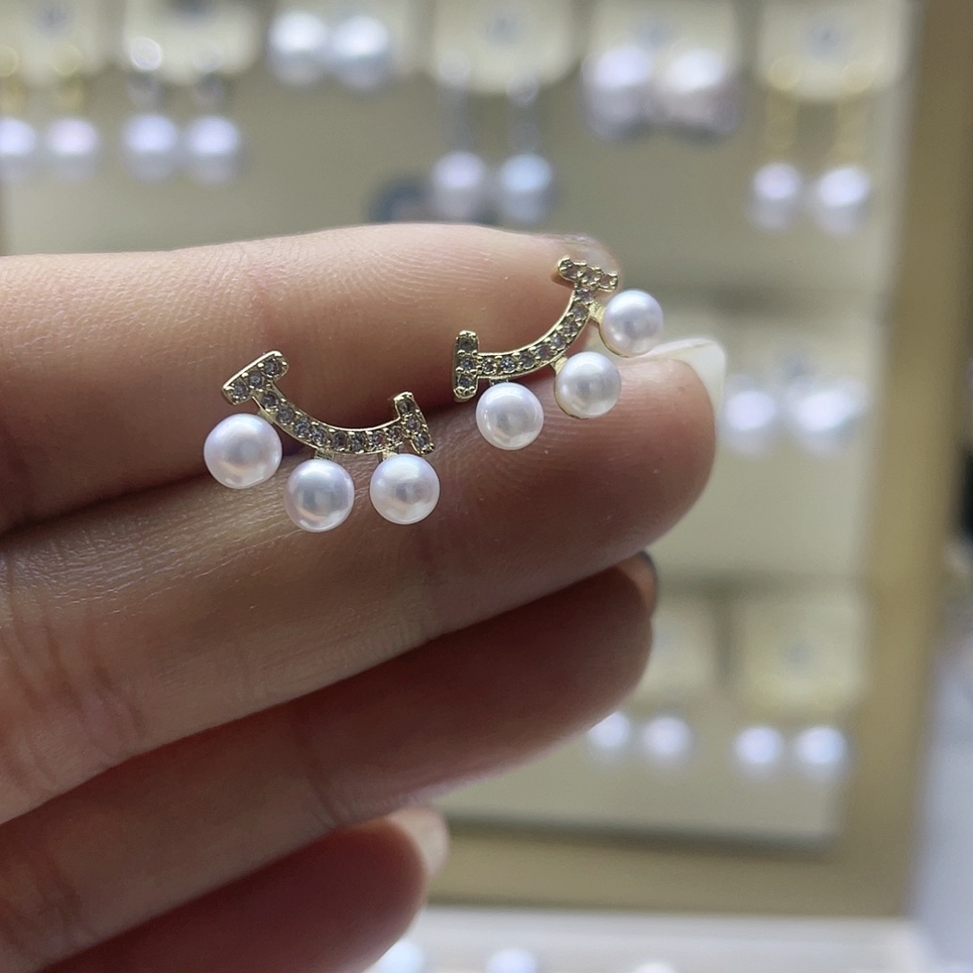 淡水珍珠耳饰银S925镶嵌