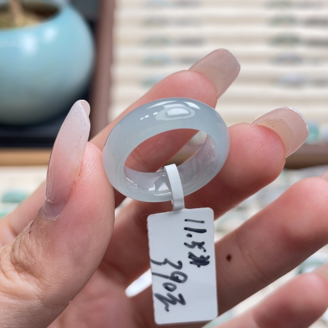 翡翠未镶嵌戒圈a14港圈11.5雾霾蓝