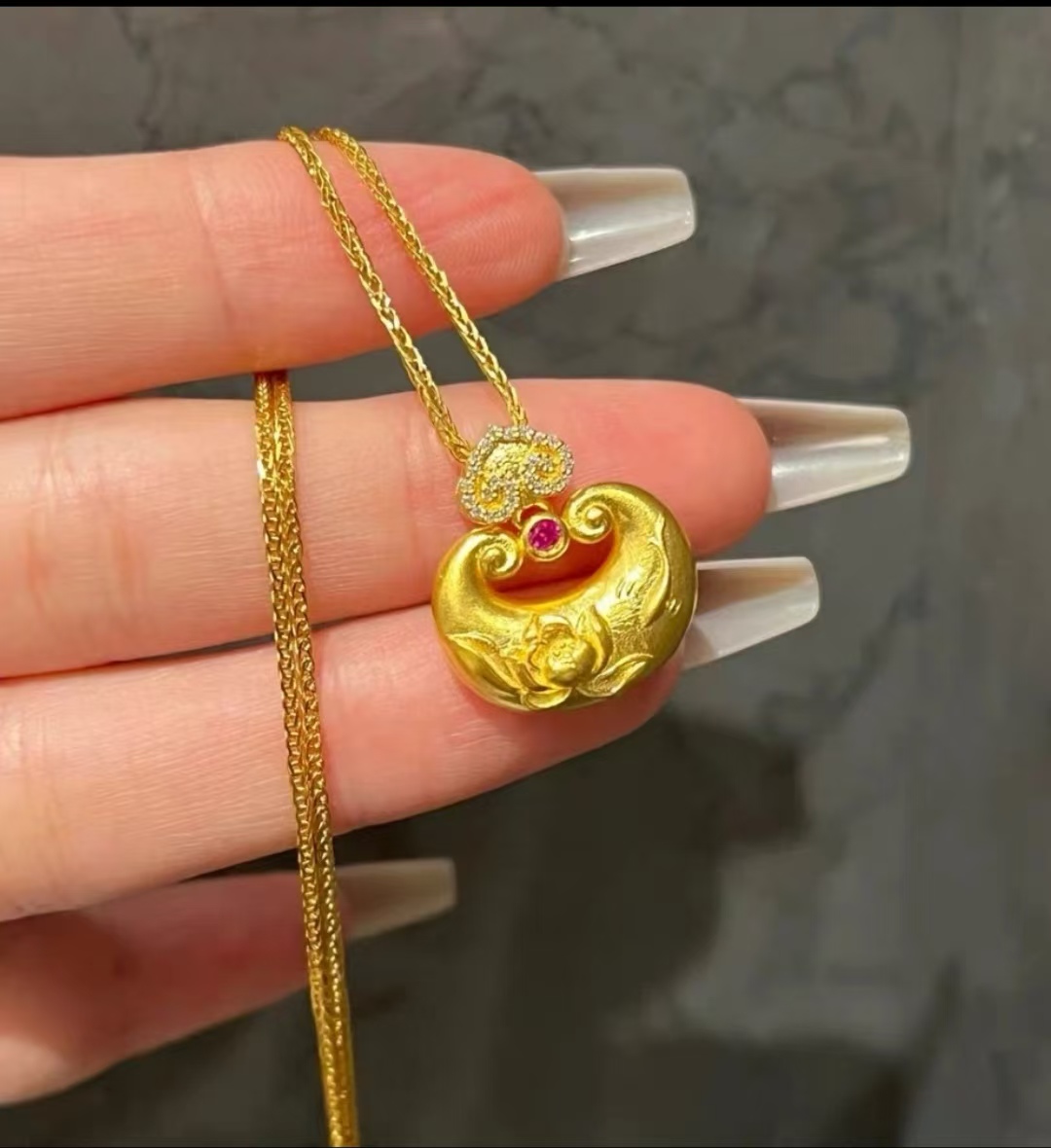 合金吊坠 合金吊坠 鲤荷如意国风锁包项链D2107