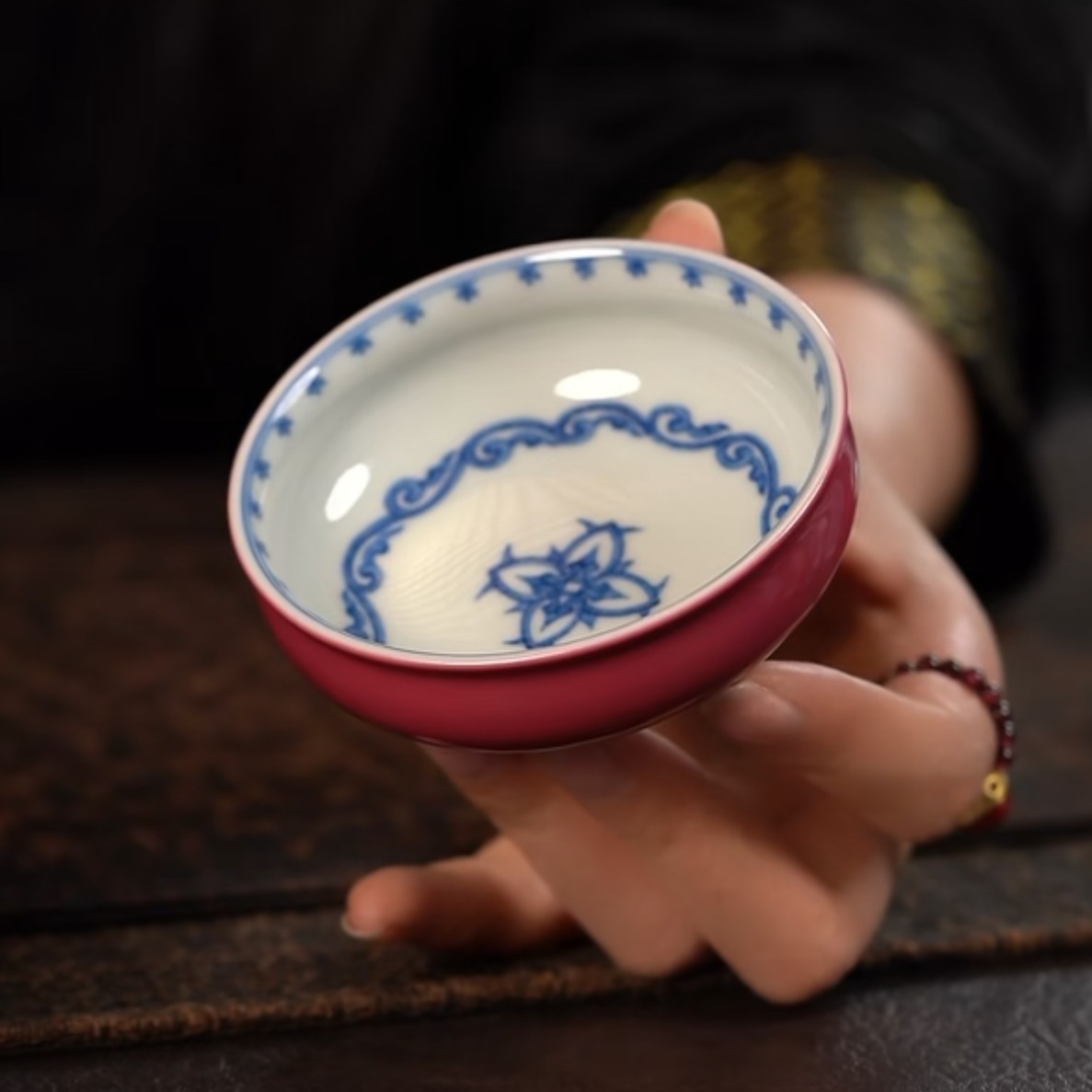当代 【品遗敬仁】聚澜堂胭脂水点工宝相炉式杯100cc