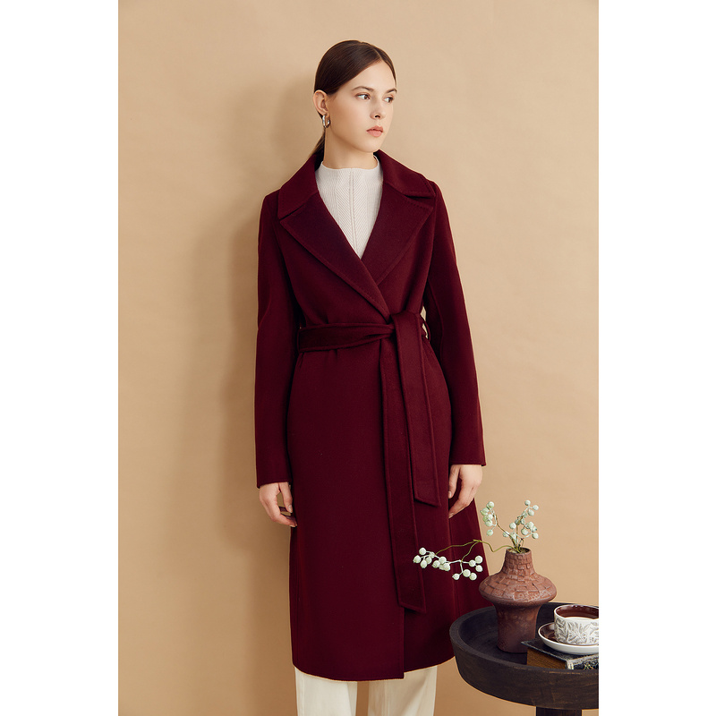 【骆驼绒+羊毛绒】YINER音儿冬季新款A字腰带双面呢大衣8C64380276