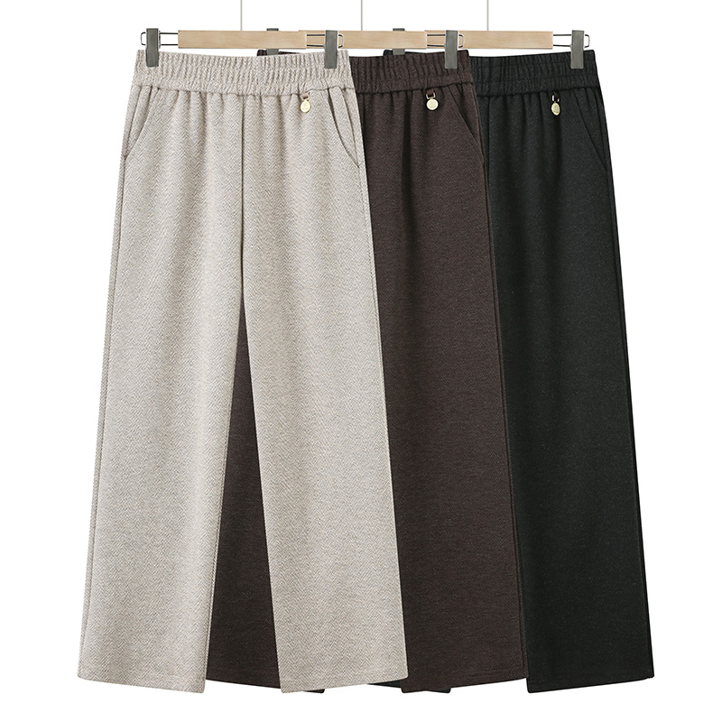 秋冬新款中老年女裤宽松大码减龄舒适弹力松紧高腰妈妈休闲直筒裤