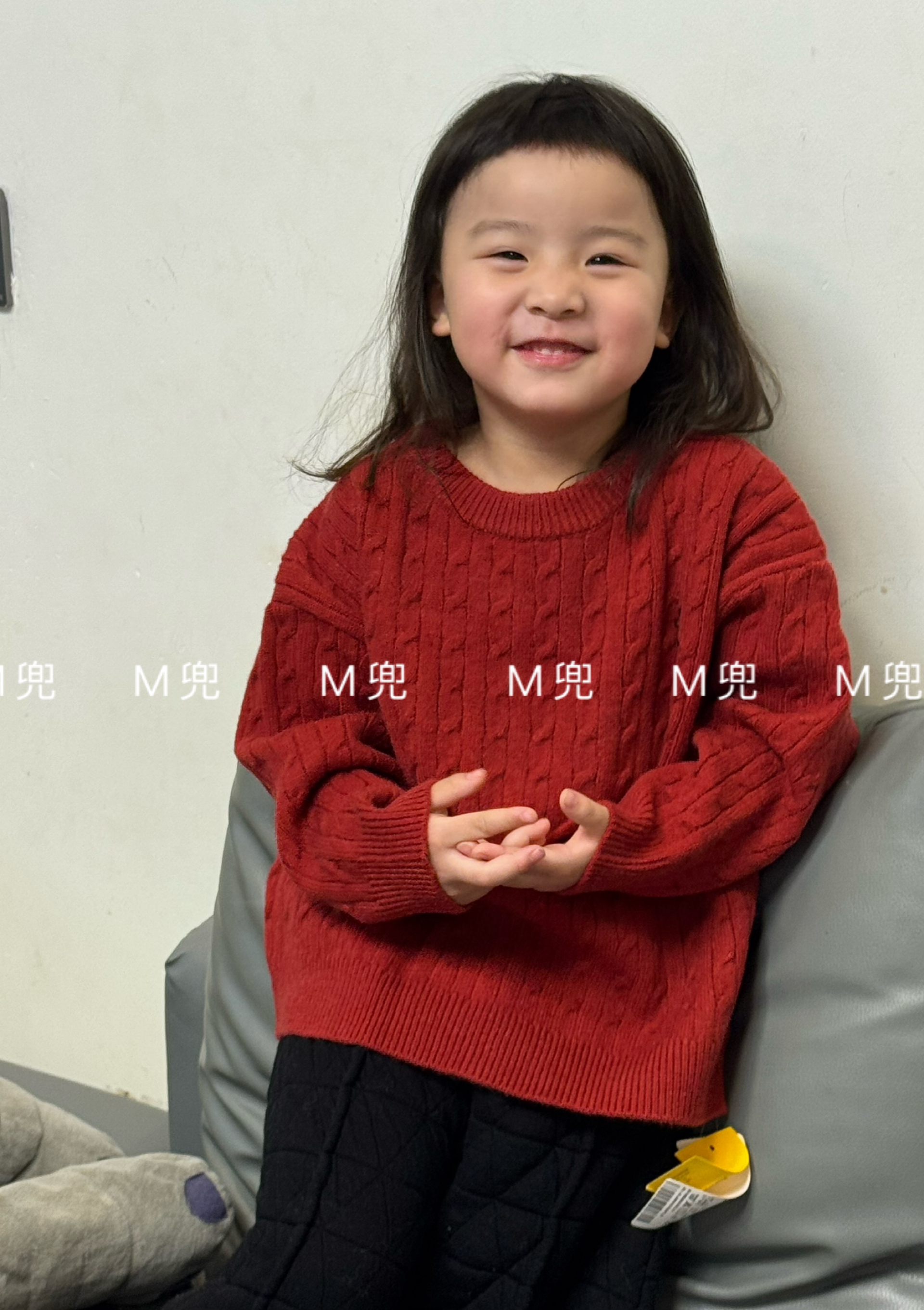 MD2025冬款百搭小鹿刺绣中小童针织衫圆领加厚麻花儿童毛衣