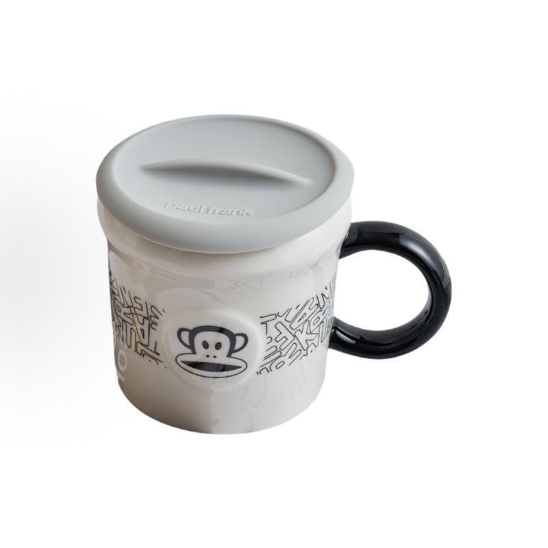 PAUL FRANK/大嘴猴马克杯高颜值情侣水杯家用杯子带盖陶瓷杯350ml