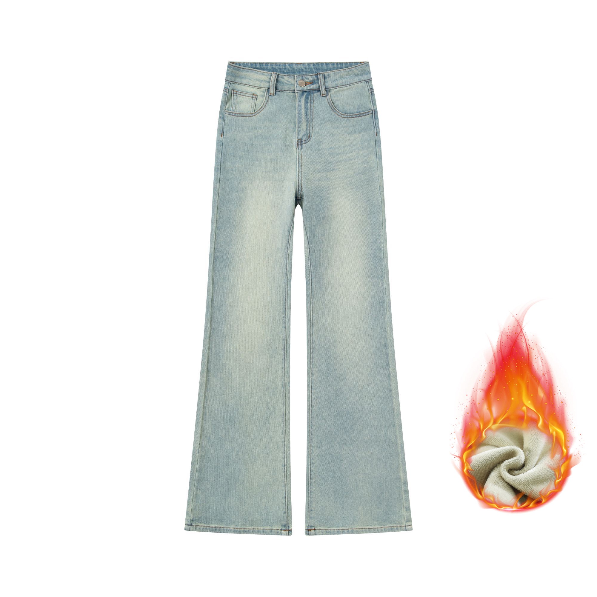 秋冬高腰牛仔裤女弹力微喇叭裤修身显瘦复古百搭喇叭裤小个子九分