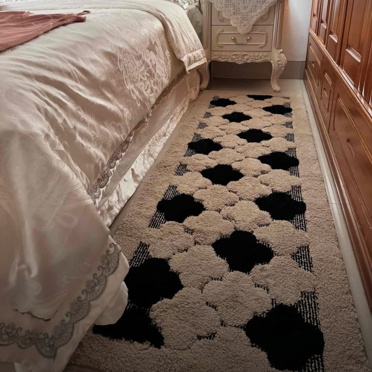 出口欧美四叶草机织提花床边垫 亲肤柔软可机洗