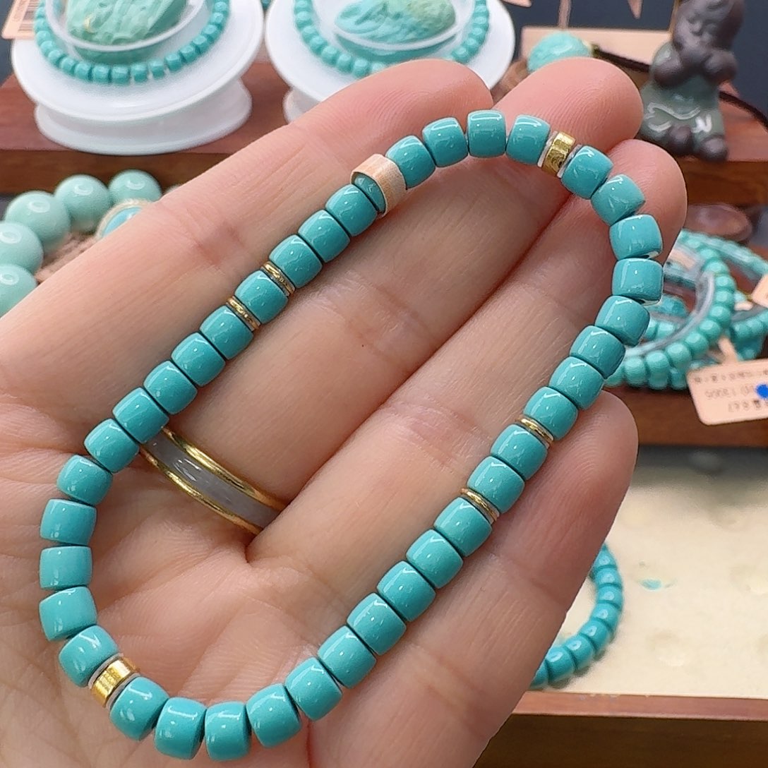 绿松石18K金镶嵌珠宝半成品