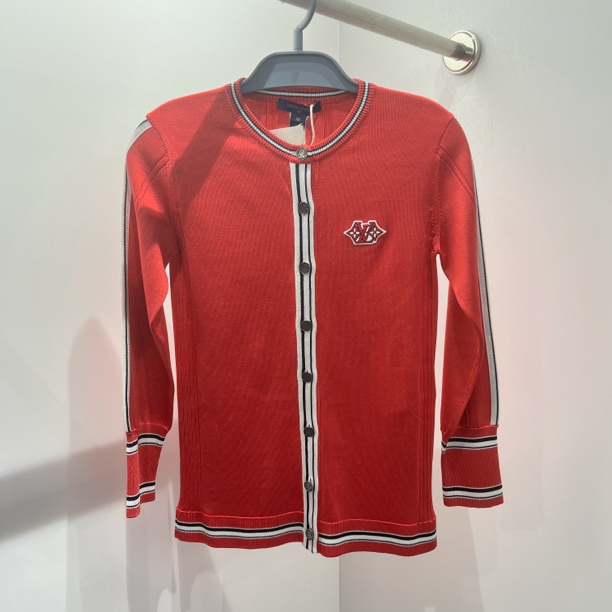 99新 LV pd69/红色条纹logo开衫 桑蚕丝 xs码