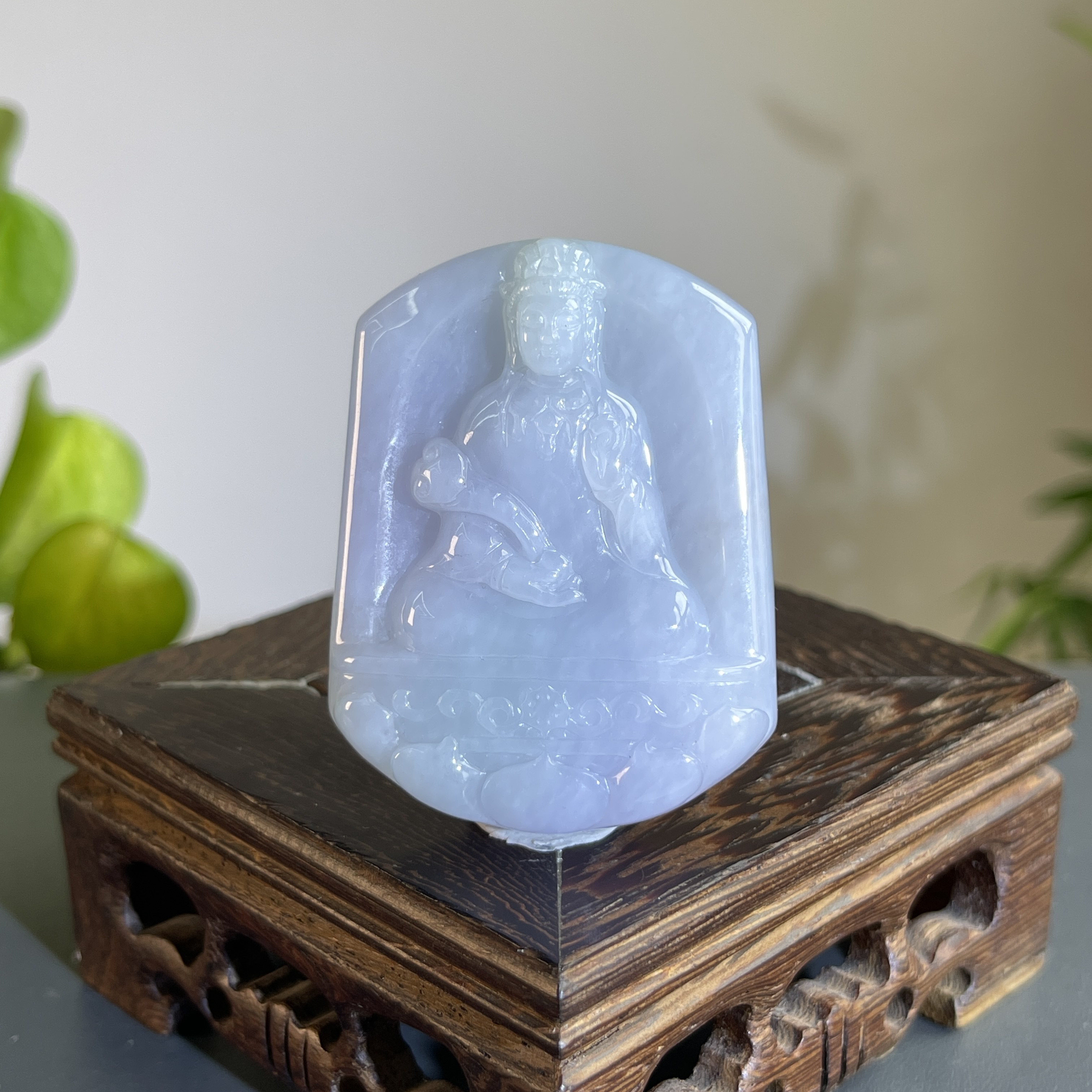 JXW10-87  天然缅甸A货翡翠 如意观音