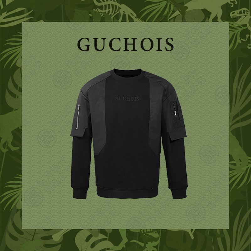 GUCHOIS【黑武士 桑蚕丝】Korean Light luxury圆领卫衣GU124H