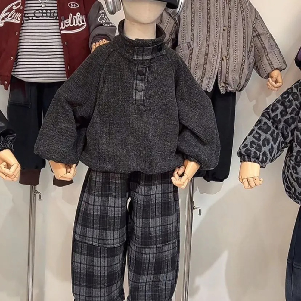 男童秋冬洋气街头加绒套装2026新款中小童时髦休闲潮流卫衣两件套