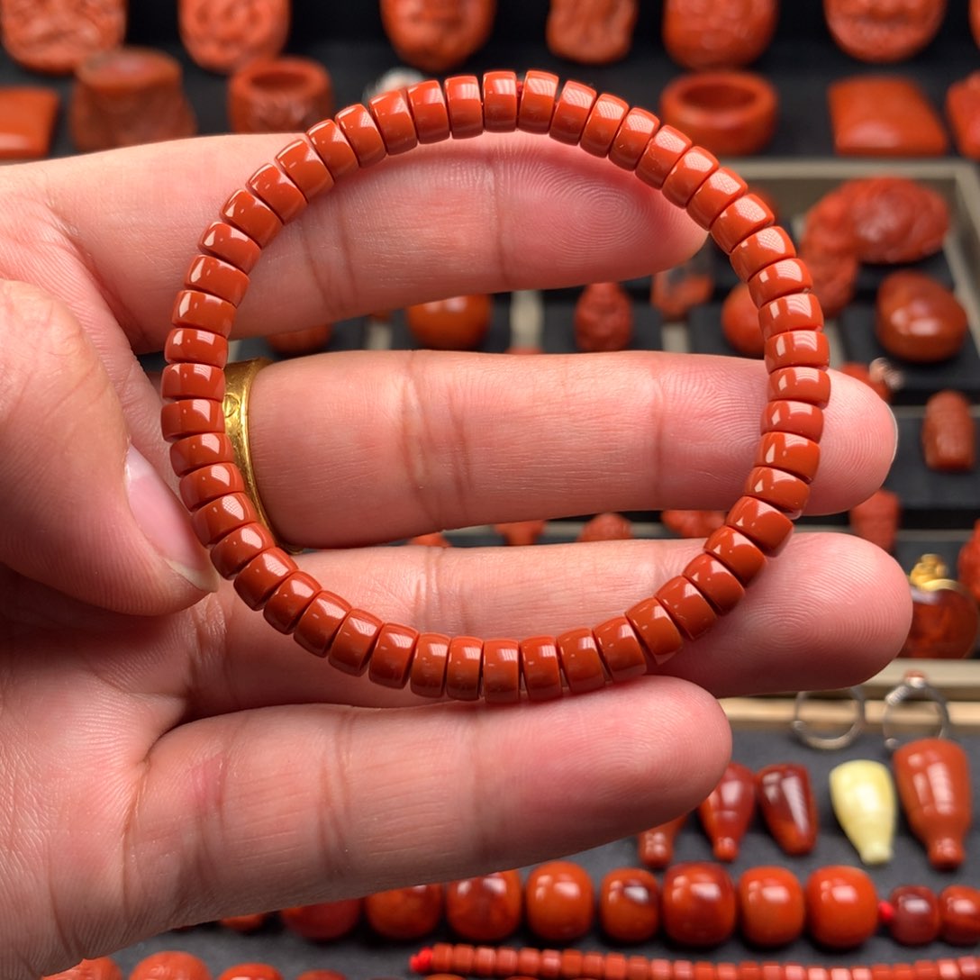 南红玛瑙精工直切药片手串6+未镶嵌