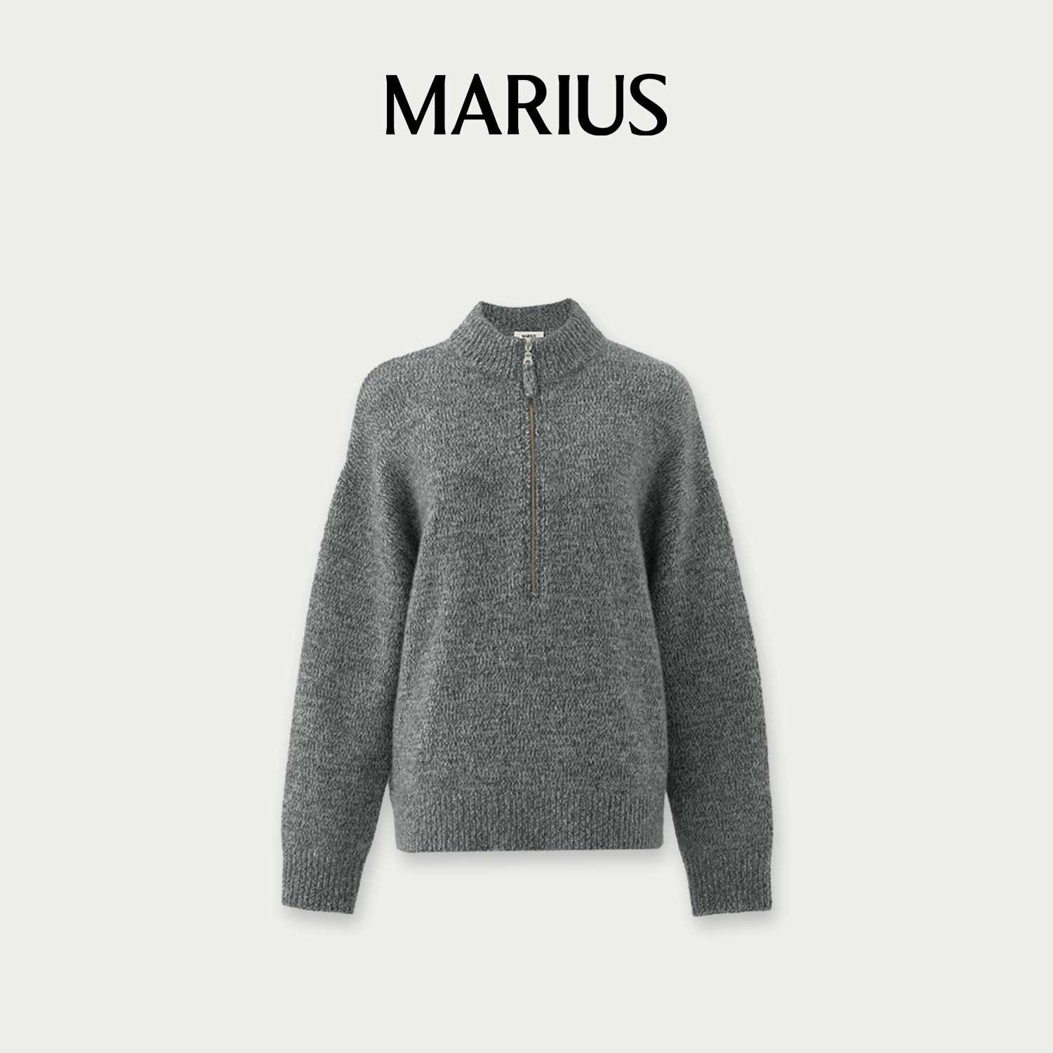 -M-‘冬日暖茶’经典百搭半开襟小立领针织套衫