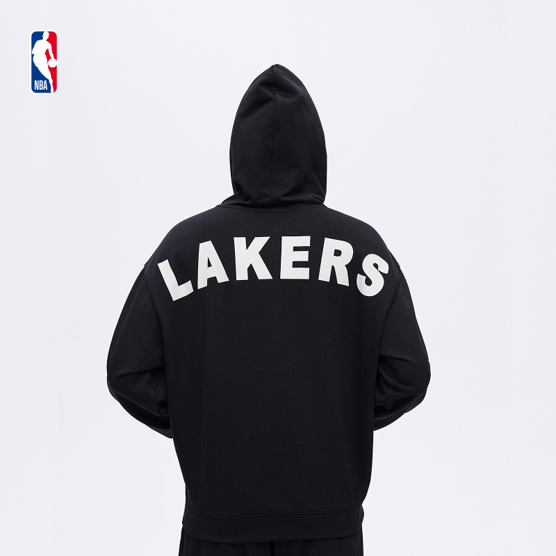 NBA官方湖人美式运动休闲潮流男女同款连帽运动卫衣外套
