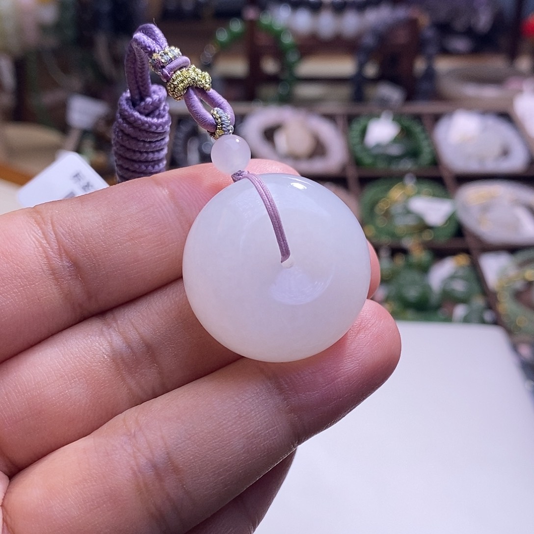 颈饰未镶嵌和田玉精选精品老料新疆白玉平安扣吊坠