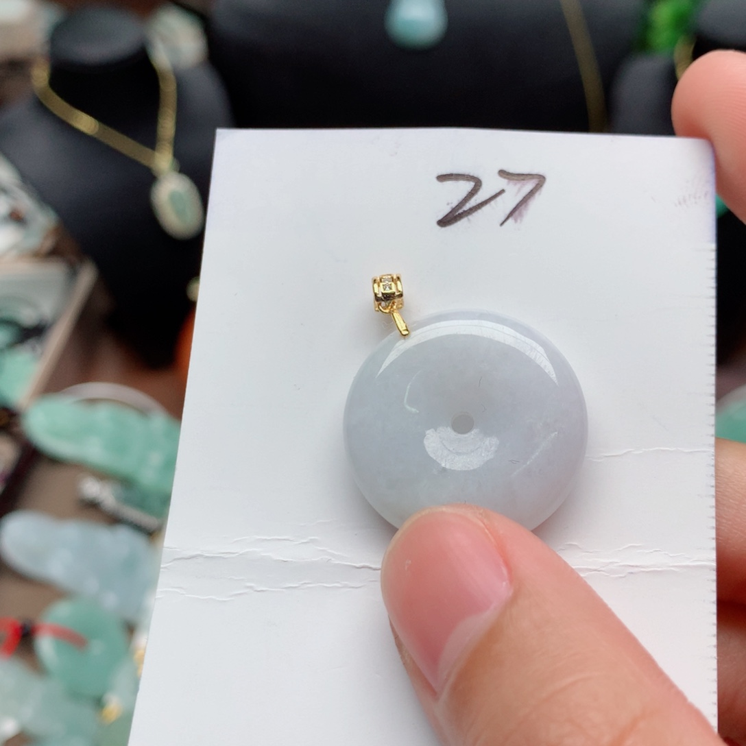 翡翠颈饰银S925镀金镶嵌吊坠