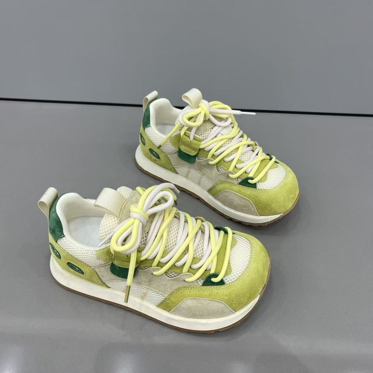 2025夏季新款ins潮牌百搭丑萌运动鞋女网面透气软底休闲超轻板鞋