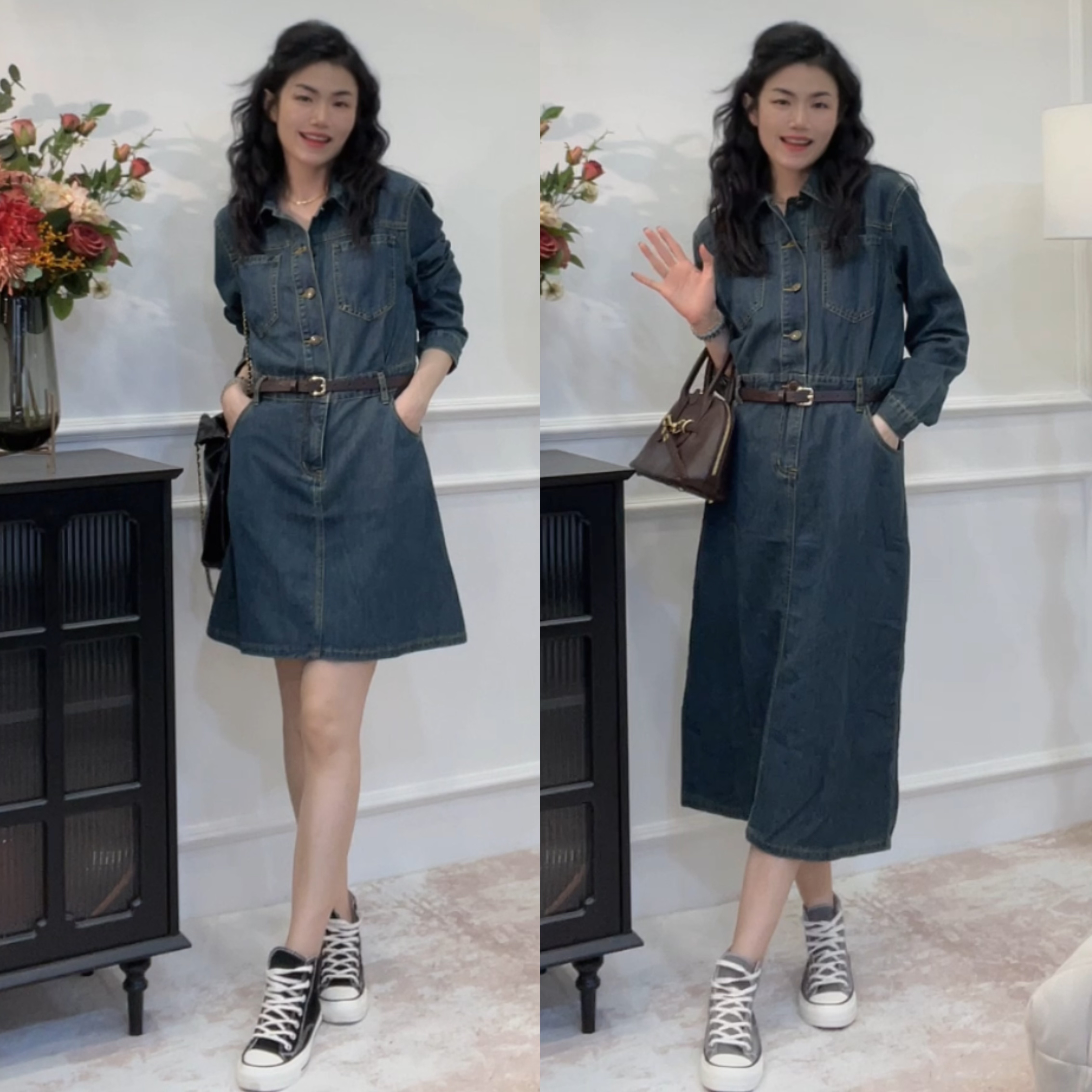 【早古牛仔】短款/长款~小众设计复古软牛仔裙宽松显瘦连衣裙女LY