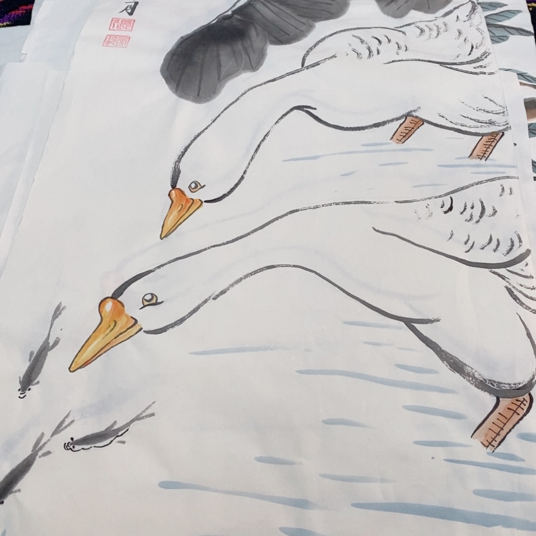 书法张玉玲四尺四开花鸟