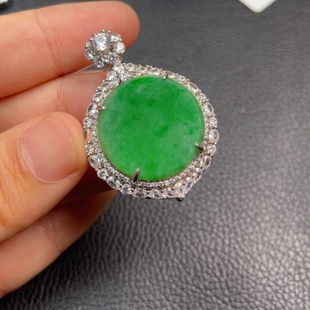 翡翠吊坠(不含链)银S925镶嵌