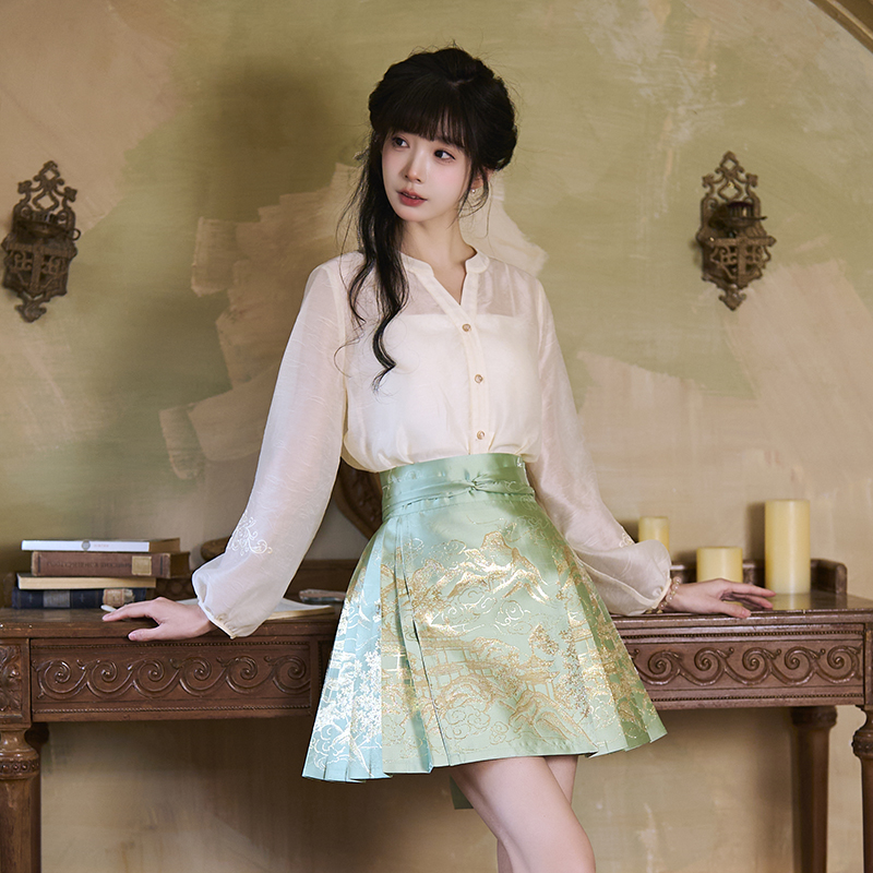 老板娘清货【千山云麓】图织金短款马面裙马面裙夏天薄款日常汉服