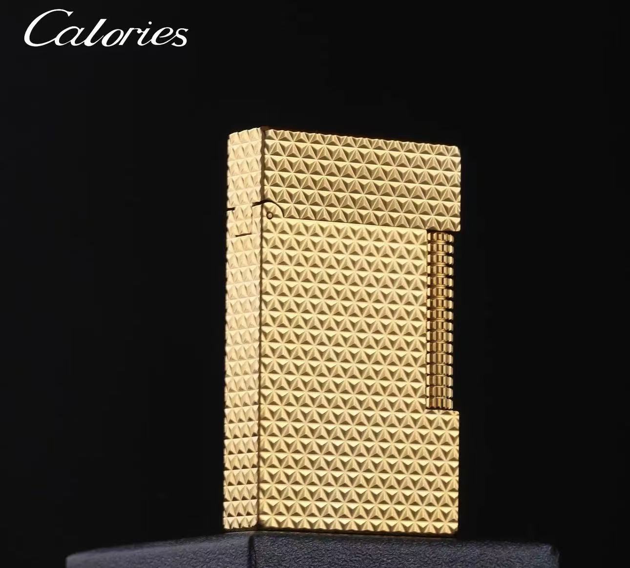 全菱格金色朗声设计时尚男士朗声打火机黄铜材质商务适用