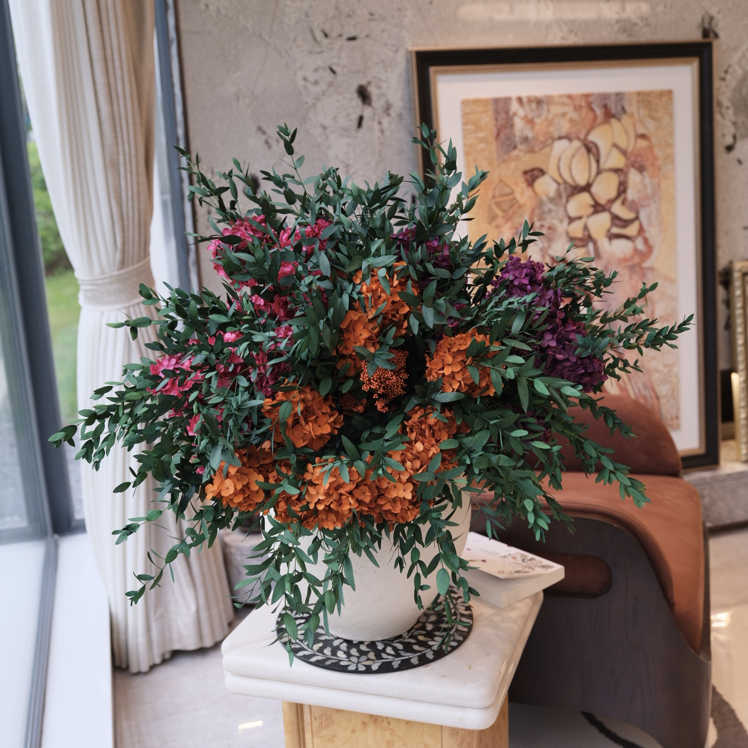 【八方来财】适用于餐桌边几电视柜的永生花花束家居插花摆设