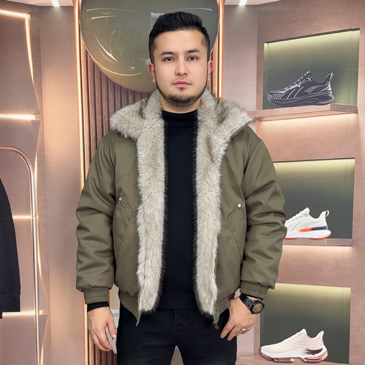 【安哥】A31双面穿仿兔毛银兰棒球外套男士冬季保暖时尚休闲外套