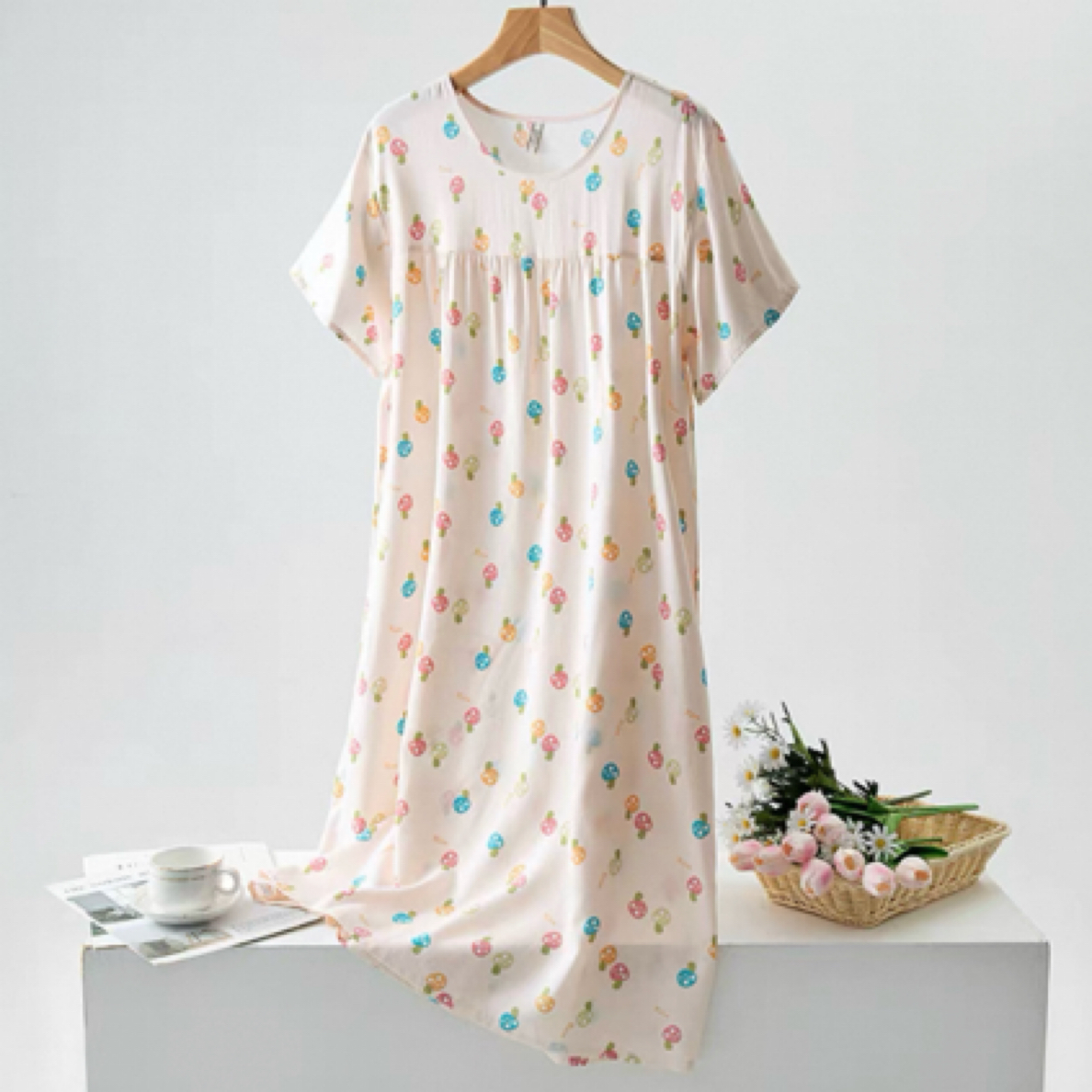 工厂福利款～卡通圆领宽松版型家居服女士睡裙夏季