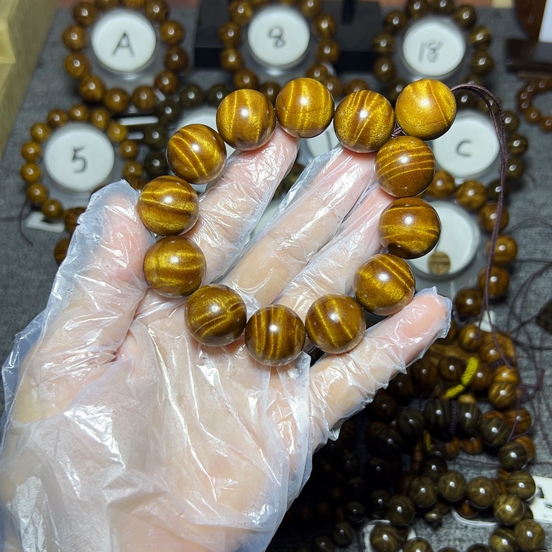 金丝楠手串/手链金丝楠木小叶桢楠枯木老料2.0水波闪电纹