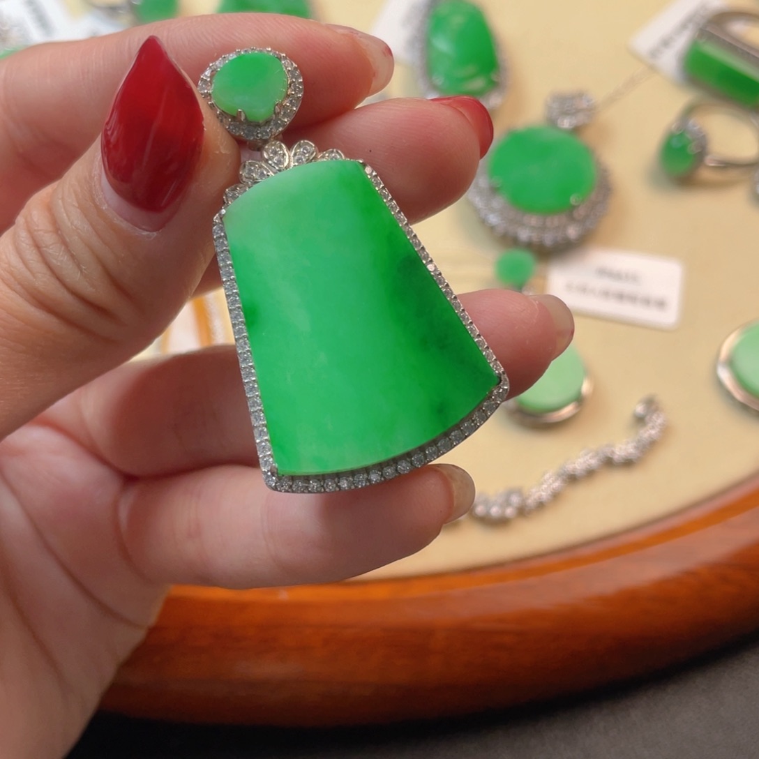 翡翠吊坠(不含链)银S925镶嵌