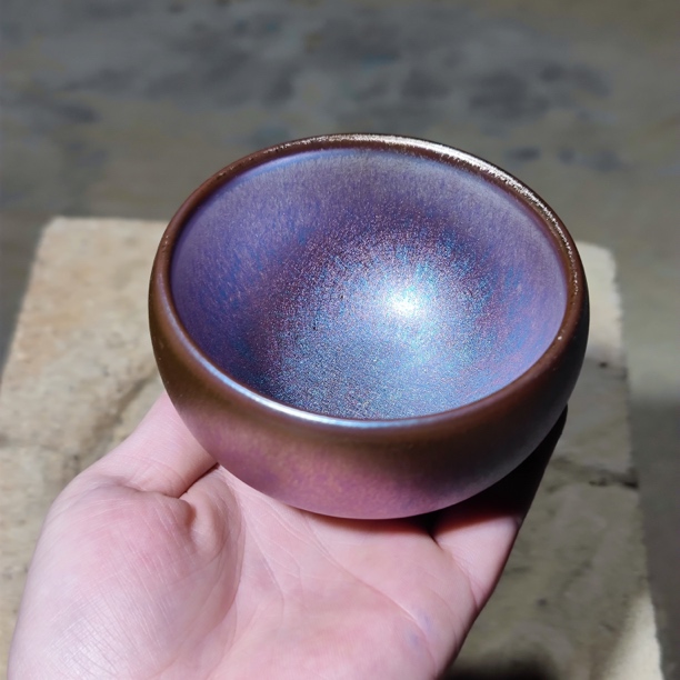 建窑--建盏 极光紫霞 茶盏主人杯 电烧