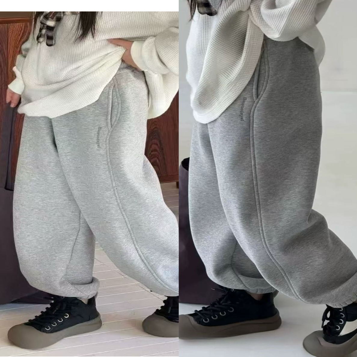 男女童加绒加厚保暖运动裤秋冬亲子宽松直筒束脚休闲卫裤爆款3003