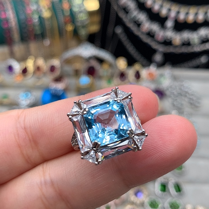 托帕石银S925镶嵌戒指