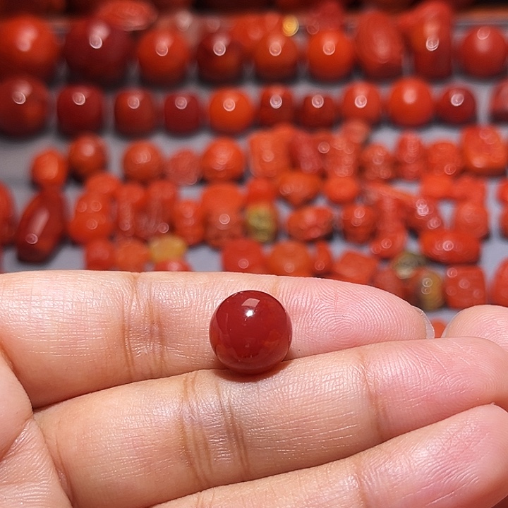 小***筋南红玛瑙未镶嵌配饰火焰纹12.1mm