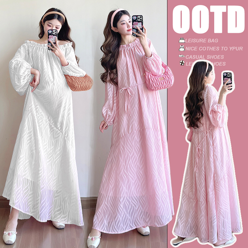 孕妇春装连衣裙2025新款套装时尚洋气孕妈妈春季穿搭气质仙女裙子