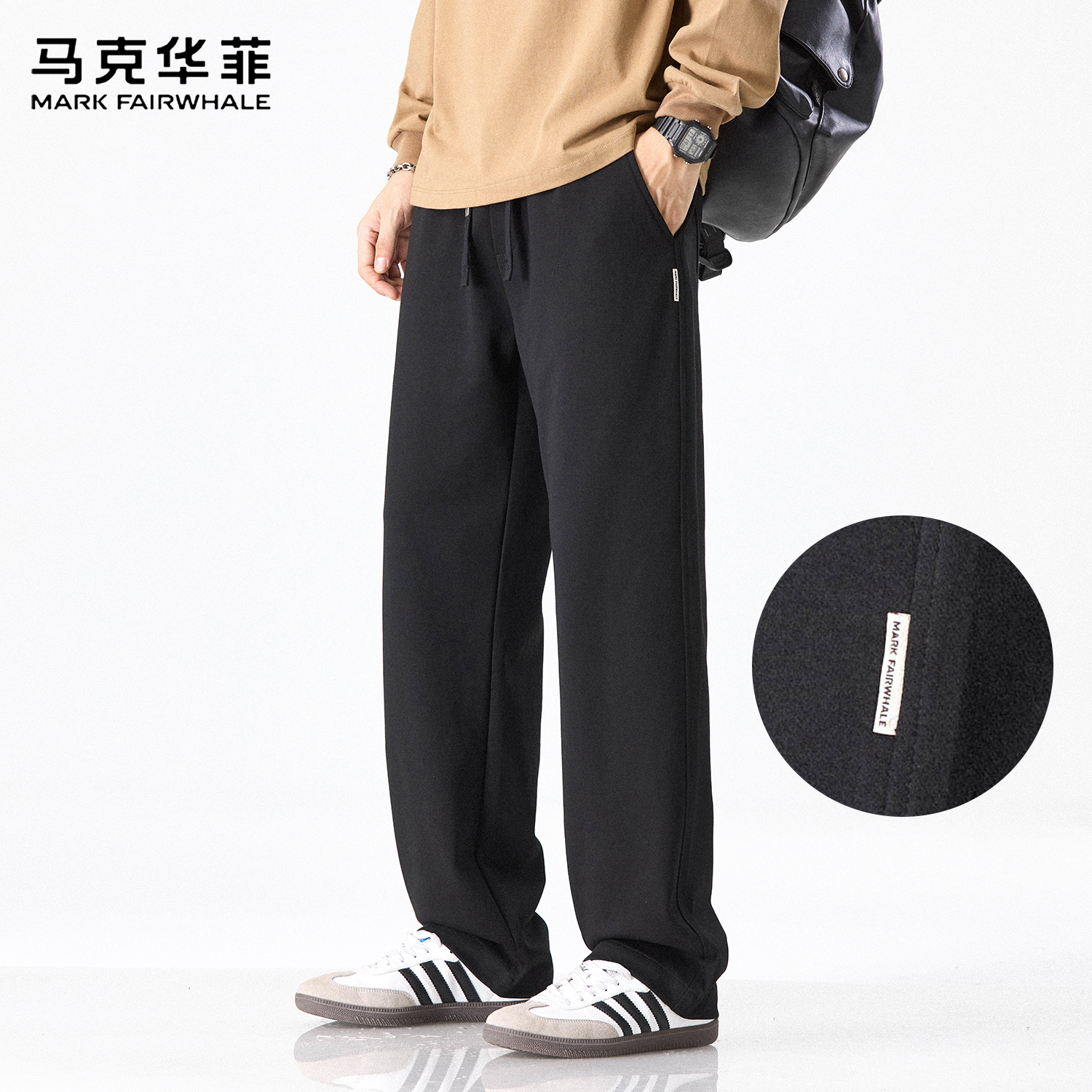 T马克华菲男士秋冬季运动裤棉男生宽松百搭卫裤潮流灰色休闲裤子