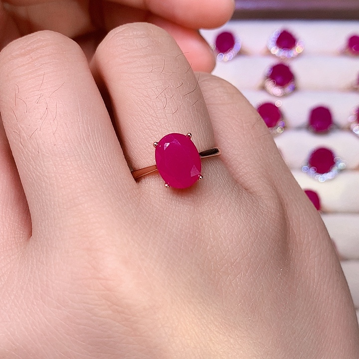 红宝石戒指银S925镶嵌