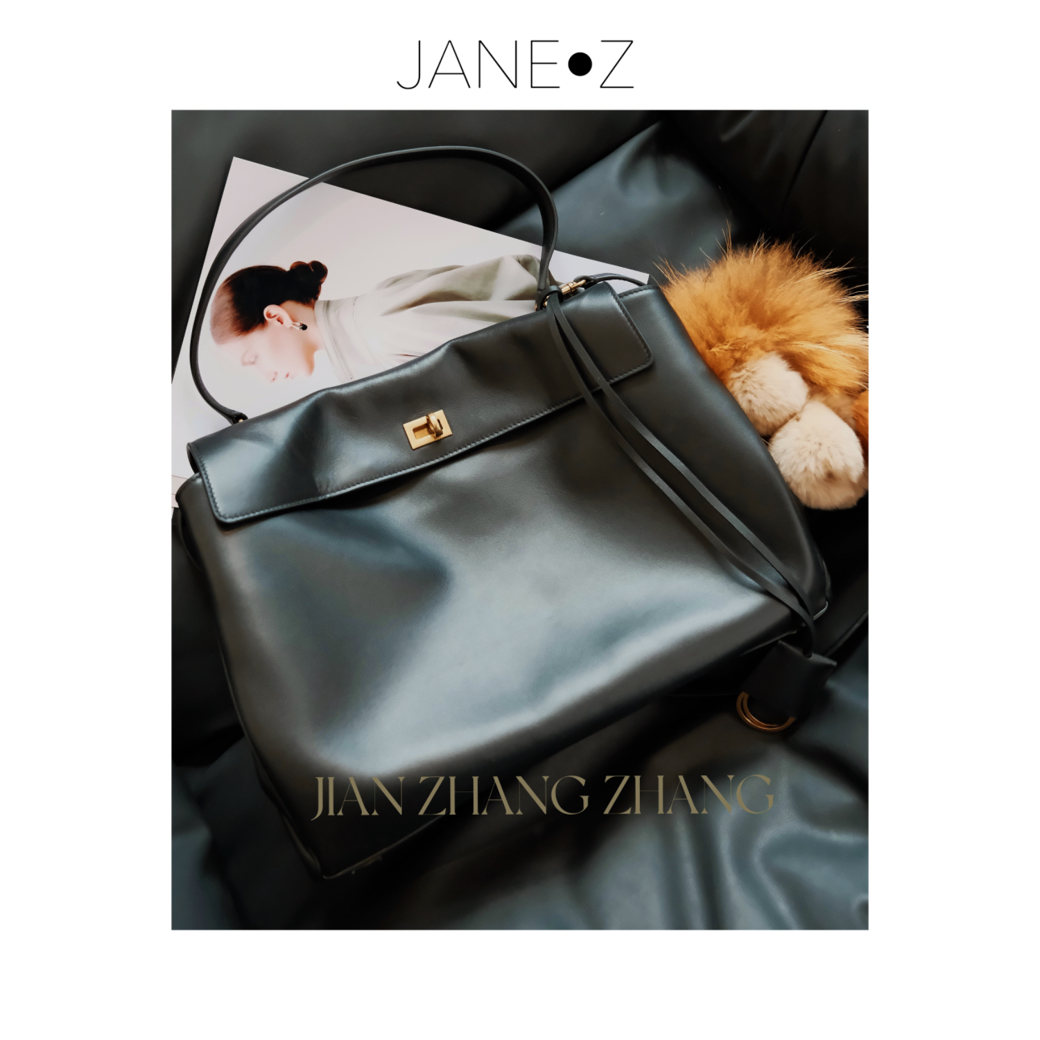 100%头层牛皮大容量手提托特高级百搭腋下包JZ2580