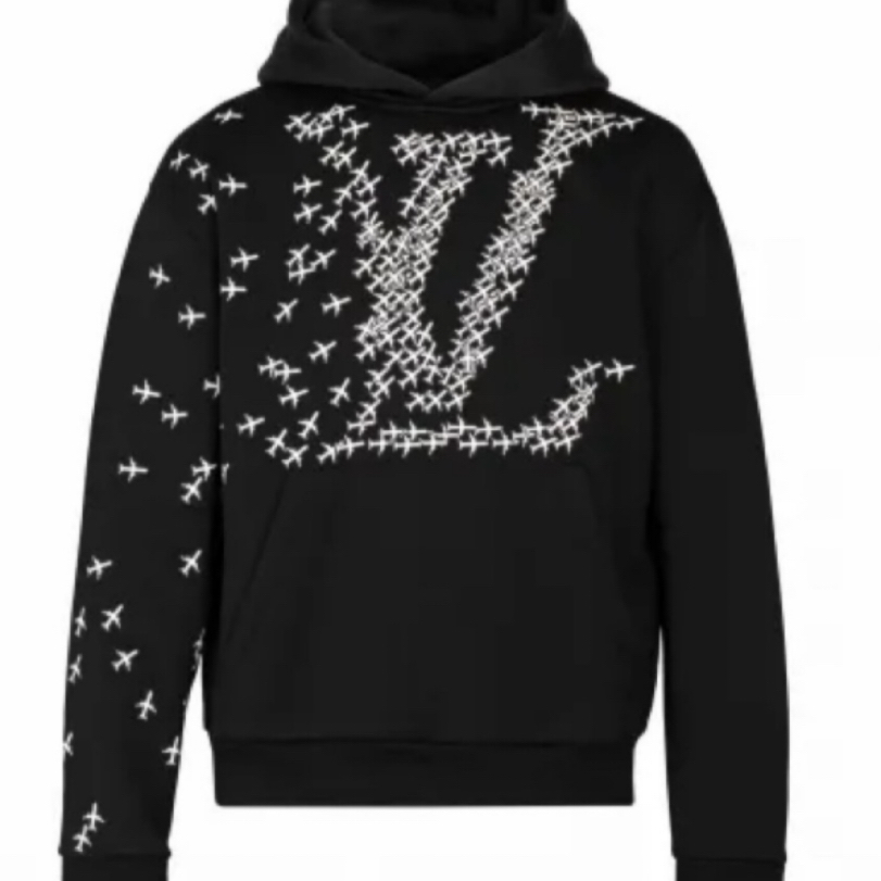 未使用 LouisVuitton/路易威登 /L码/飞机黑色连帽卫衣男款