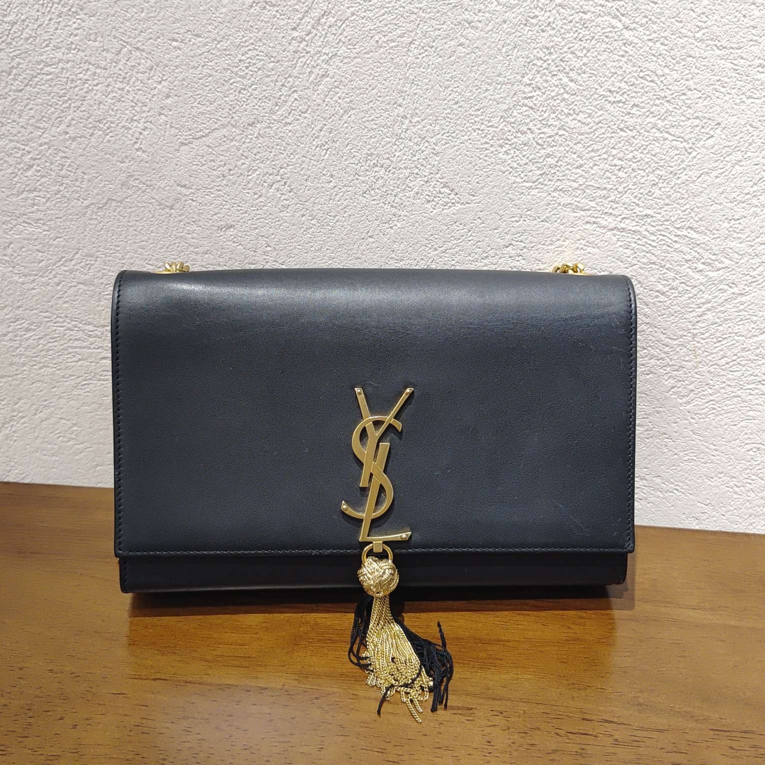 99新 YSL/圣罗兰 黑金 kate 流苏时尚单肩斜挎包