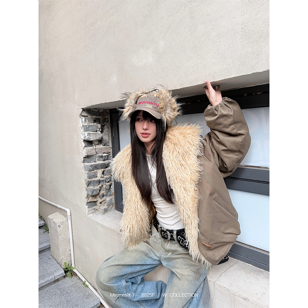Mimmm咪子【Chic Vibe】复古辣妹巴恩风大翻领花苞短款派克服外套