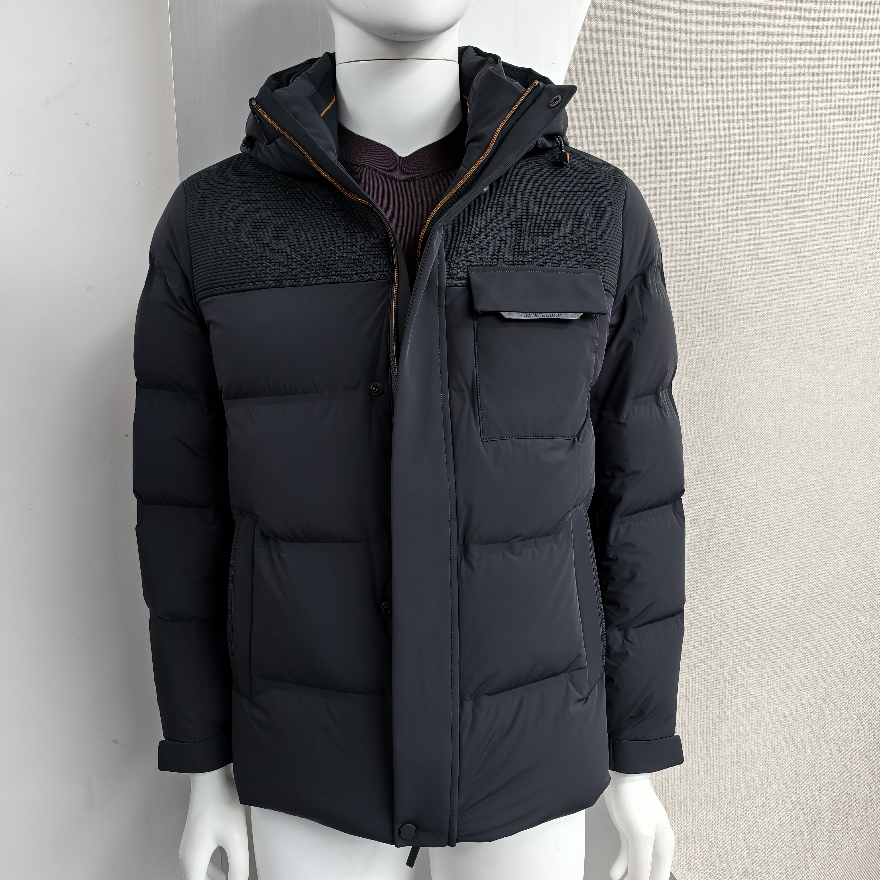 飒沃MYH59YR265黑男士休闲羽绒服连帽冬季